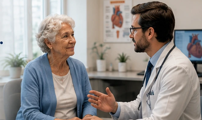 Mary with her cardiologist